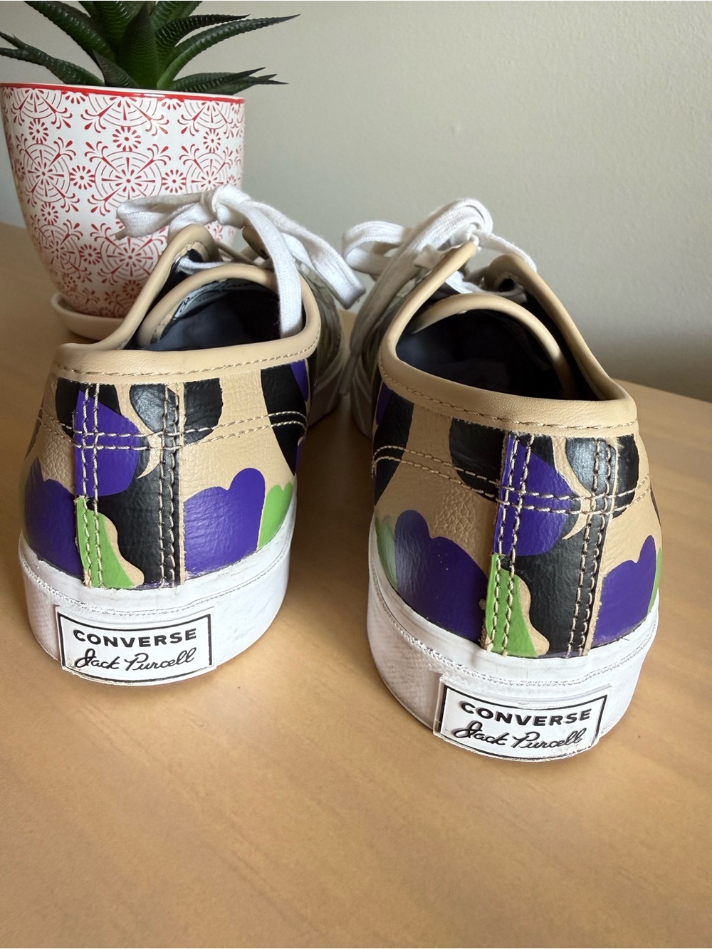 Converse Jack Purcell Low Candied Ginger Camo Sneakers Purple Green Leather 7 - Picture 9 of 15